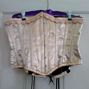 Peach Underbust Corset Cottagecore Waist Trainer Small Steel Boning NWOT